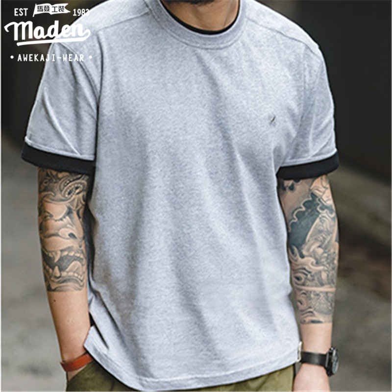 Áo thun MADEN bằng cotton thêu chữ phong cách trẻ trung cá tính 6 màu tùy chọn cao cấp cho nam