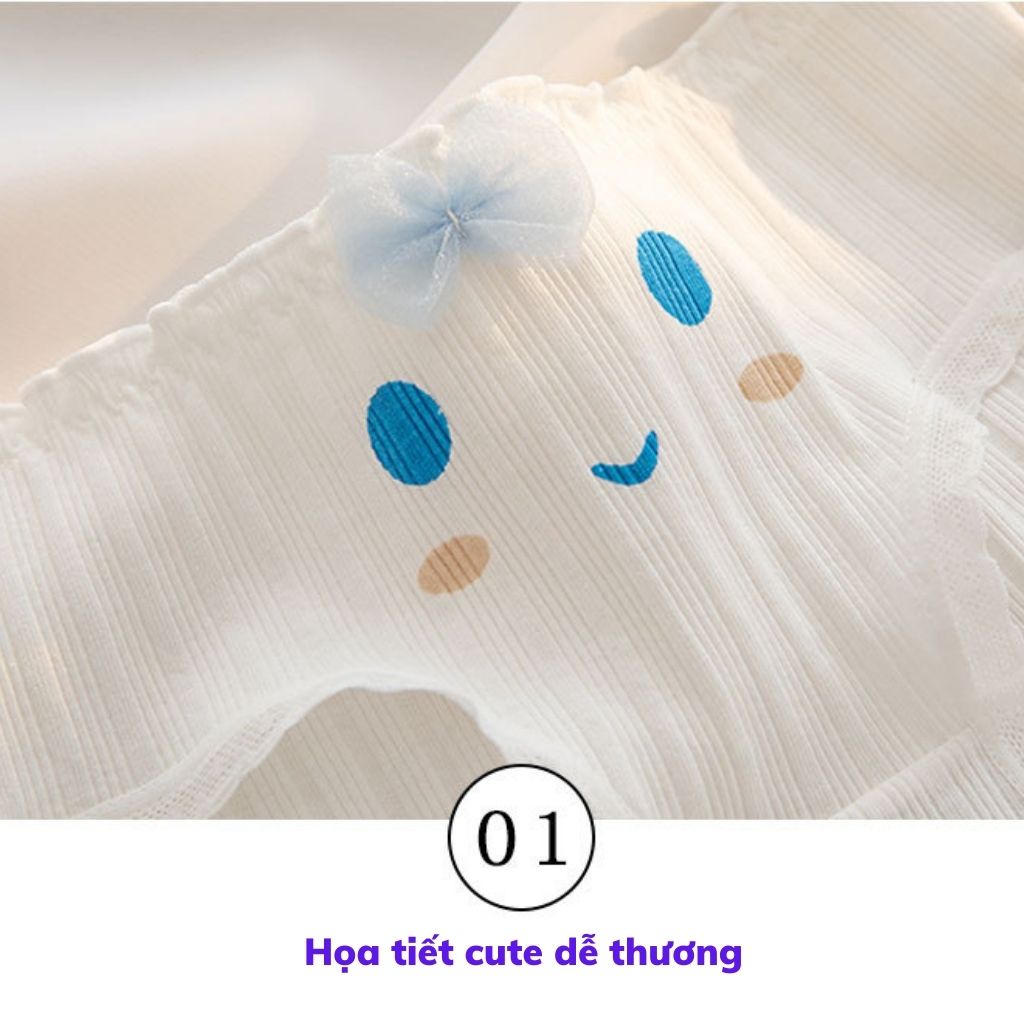 Quần lót nữ cotton ren viền tôn dáng gợi cảm, Quần chíp nữ đính nơ sexy quyến rũ họa tiết cute dễ thương JOCOSI L8035