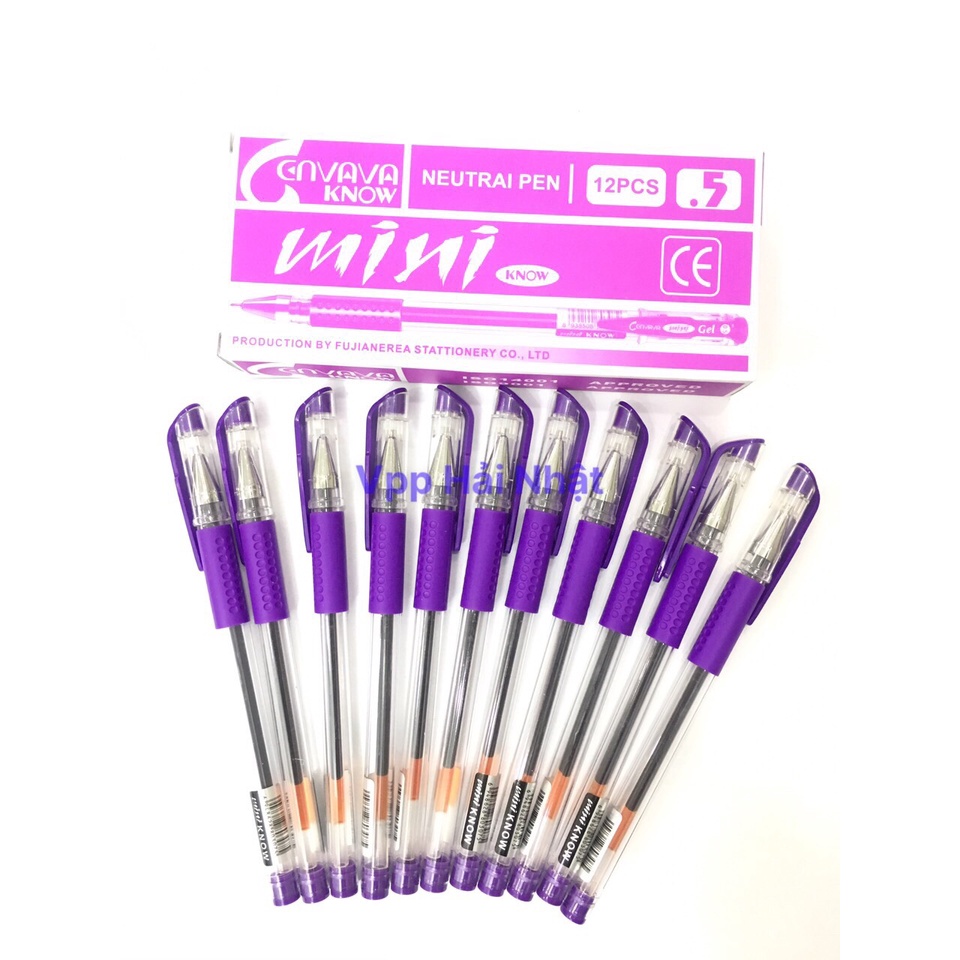 Bút gel nước Mini Cenvava viết siêu êm 0.5mm màu tím [VPP Hải Nhật]