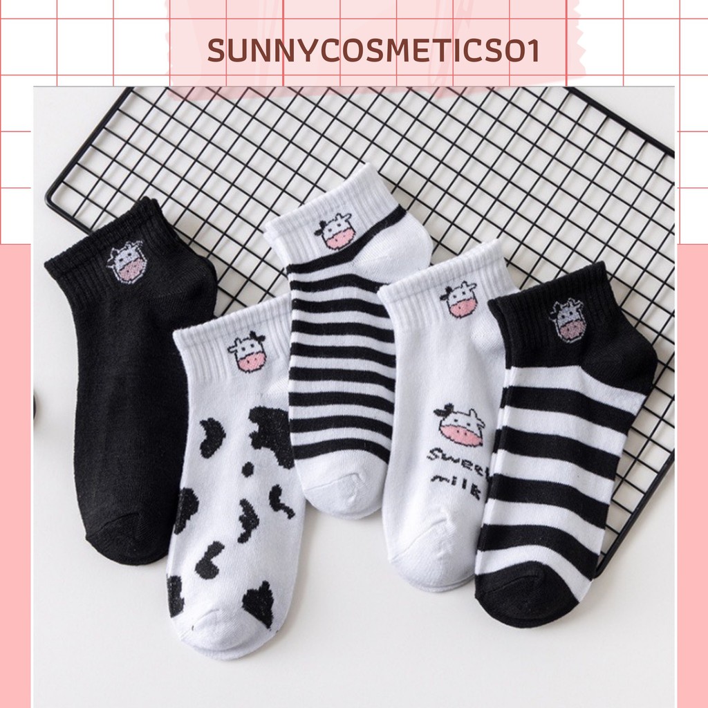 Tất Vớ nữ cố ngắn Bò sữa siêu cute