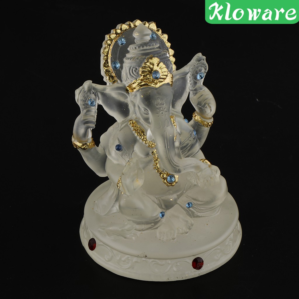 Tượng Thần Voi Ganesh Hindu Trong Suốt Bằng Nhựa Resin