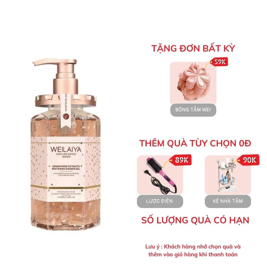 Sữa Tắm Nước Hoa Trắng Da Thơm Lâu Weilaiya Cánh Hoa Hồng Damask 450ml Dưỡng Ẩm Phục Hồi Da Chống Lão Hóa