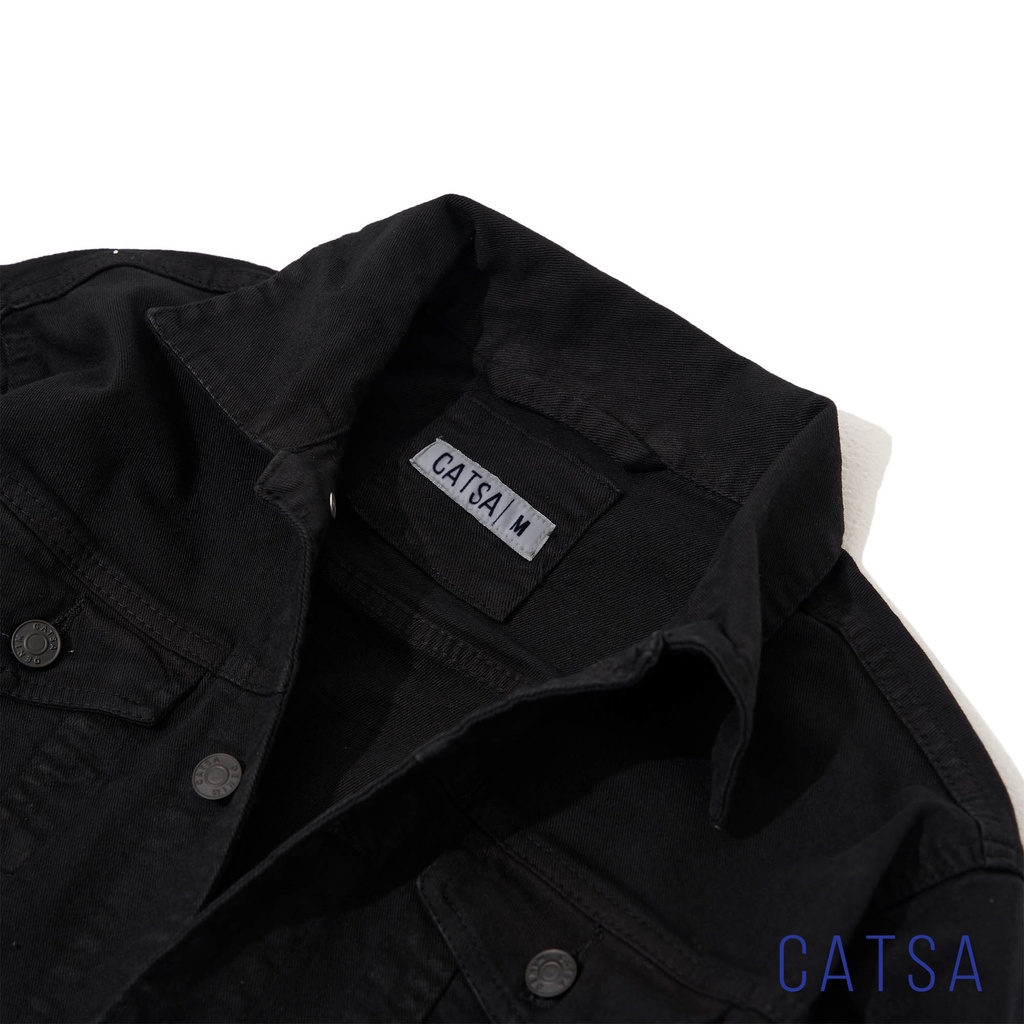 Áo khoác jeans CATSA trắng, đen, be mặc thoải mái, năng động AKJ035 - AKJ034 - AKJ033