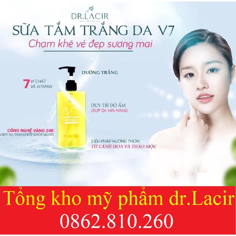 V7 PERFUME SHOWER DR LACIR Chai 350ml, Sữa Tắm Trắng Da V 7 Lamer DrLacir CHÍNH HÃNG date mới