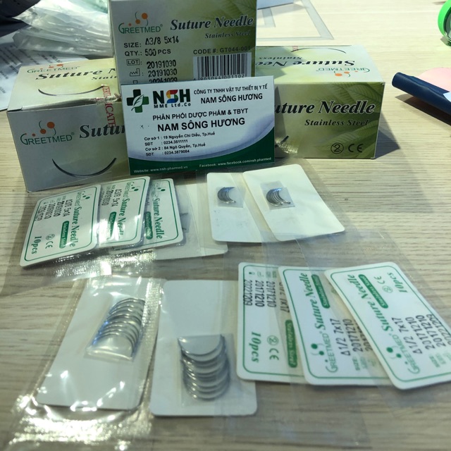 ❤️ Combo 50 kim khâu da 3 cạnh,kim khâu vỉ, kim khâu y tế,kim cong tròn khâu da kim khâu phẫu thuật số 5 7 8 9 10 13