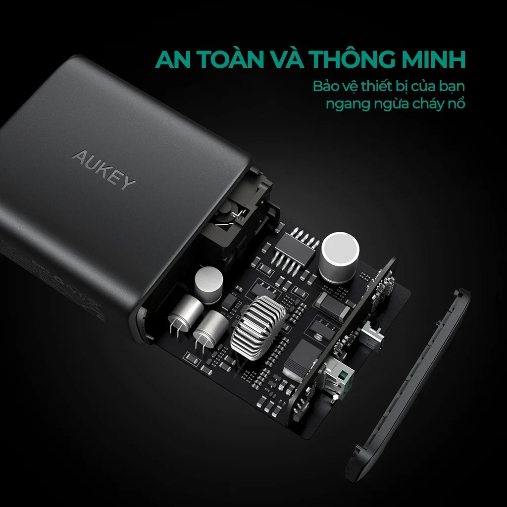 【Giao Hỏa Tốc】Củ Sạc Nhanh AUKEY PA-D1 Type C Power Delivery 30W, USB 12W, Công Nghệ Dynamic Detect - Chính Hãng BH 18T
