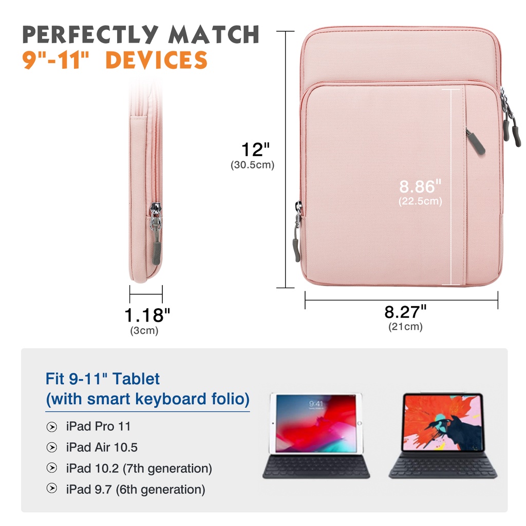 Túi Đựng Máy Tính Bảng MoKo 9-11 Inch Có Ngăn Đựng iPad Air 5 10.9 &quot;2022 iPad Pro 11 2021 / 2020 iPad 9 / 8 / 7th Gen 10.2 iPad Air 410.9 Tab A 10.11