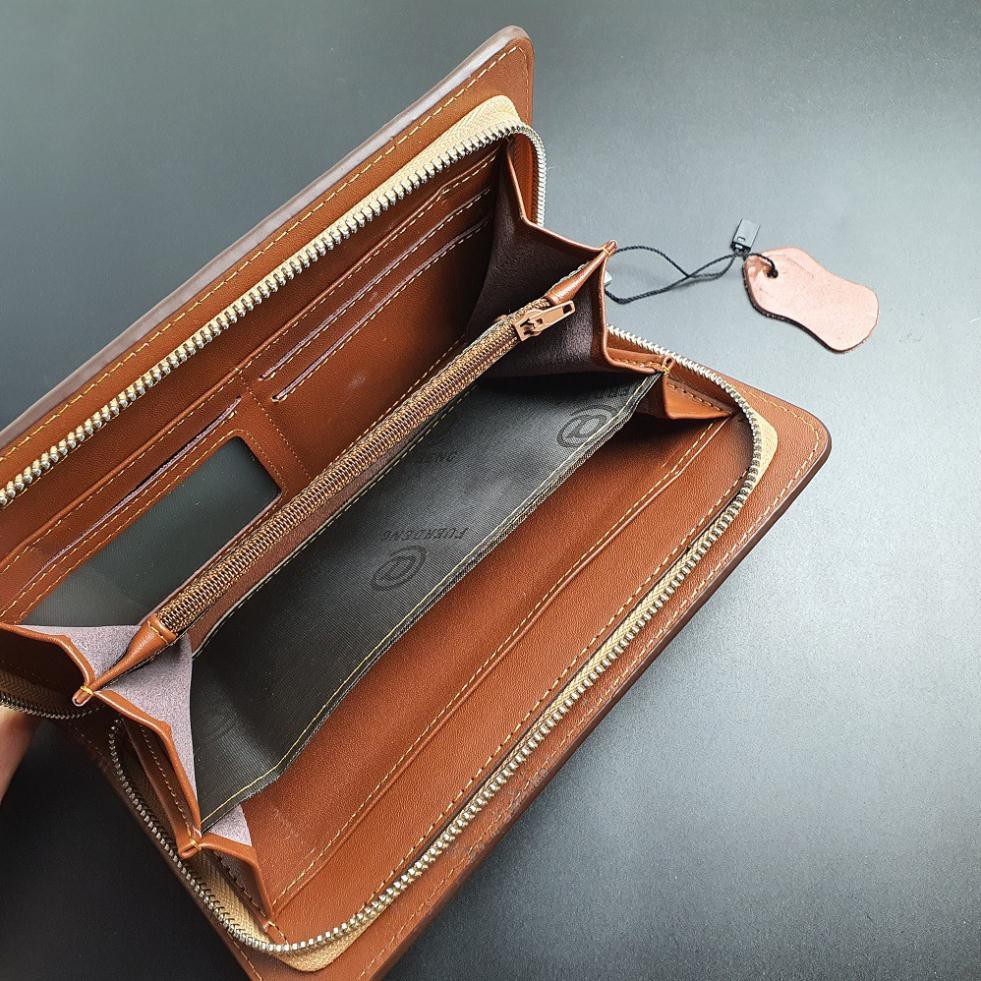 [Da thật] Ví Da Nam Cầm Tay Clutch, Ví Công Sở -1 Ngăn Khóa 07JIN - Bảo Hành 3 Năm