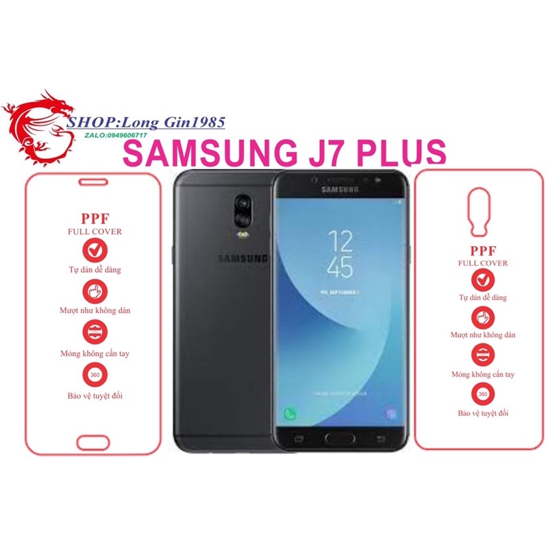 Samsung J7plus miếng dán trong Ppf mặt sau và mặt trước chống va đập chống trầy xước