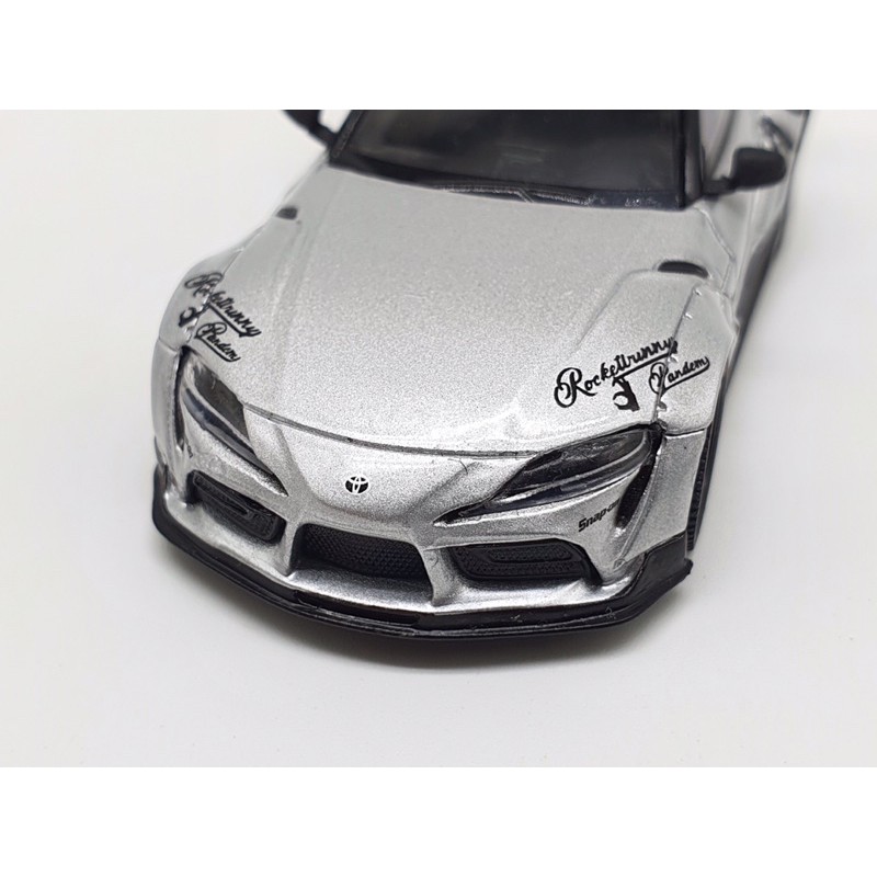 Xe Mô Hình Pandem Toyota GR Supra V1.0 Silver LHD 1:64 MiniGT (Xám)