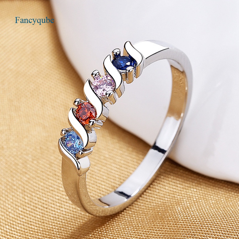 Nhẫn cưới đính đá zircon màu sắc thời trang S925 kích thước 6 7 8