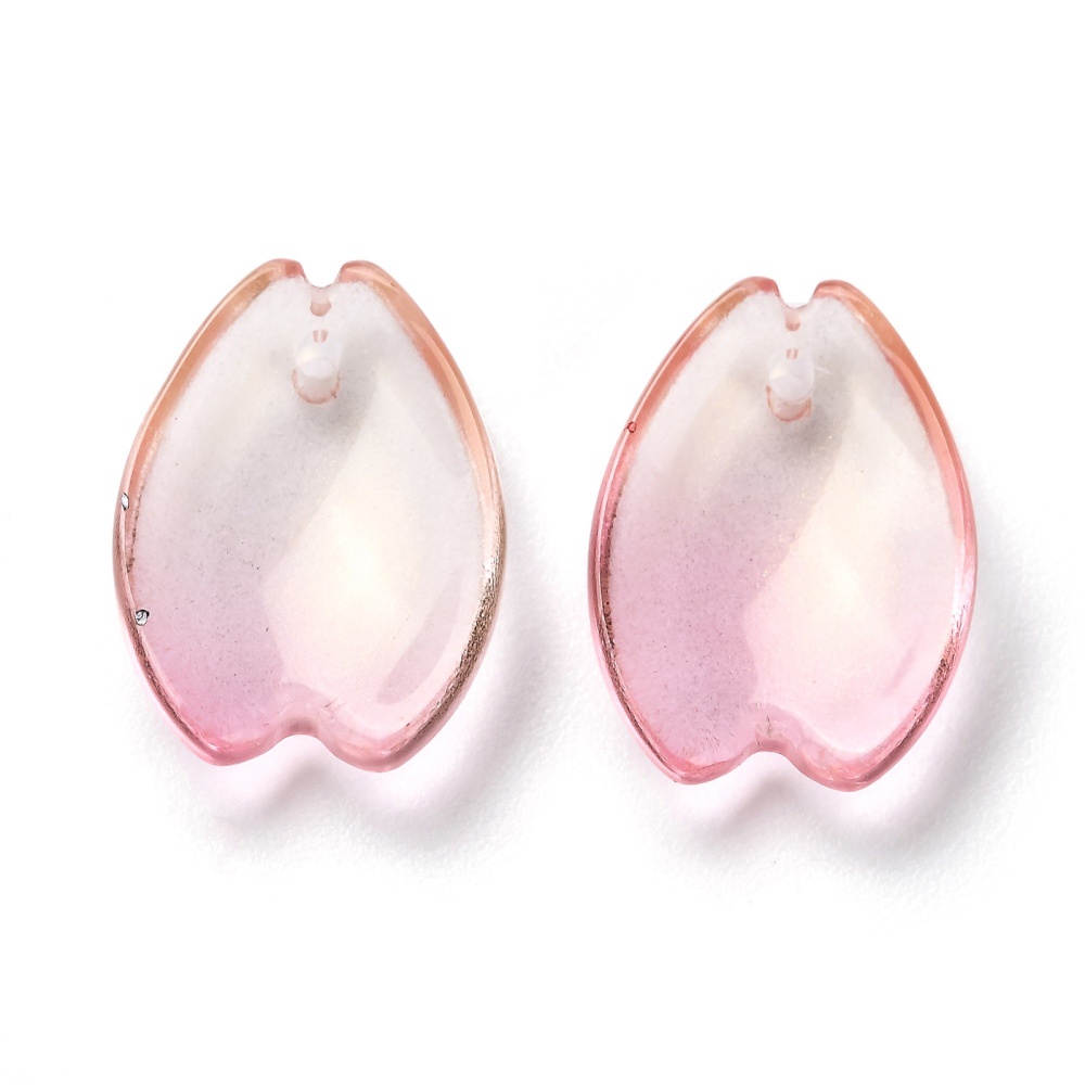 Bộ 5-50 Mặt Dây Chuyền Thủy Tinh Trong Suốt Hình Cánh Hoa Anh Đào 16x12x3.5mm: 0.9mm