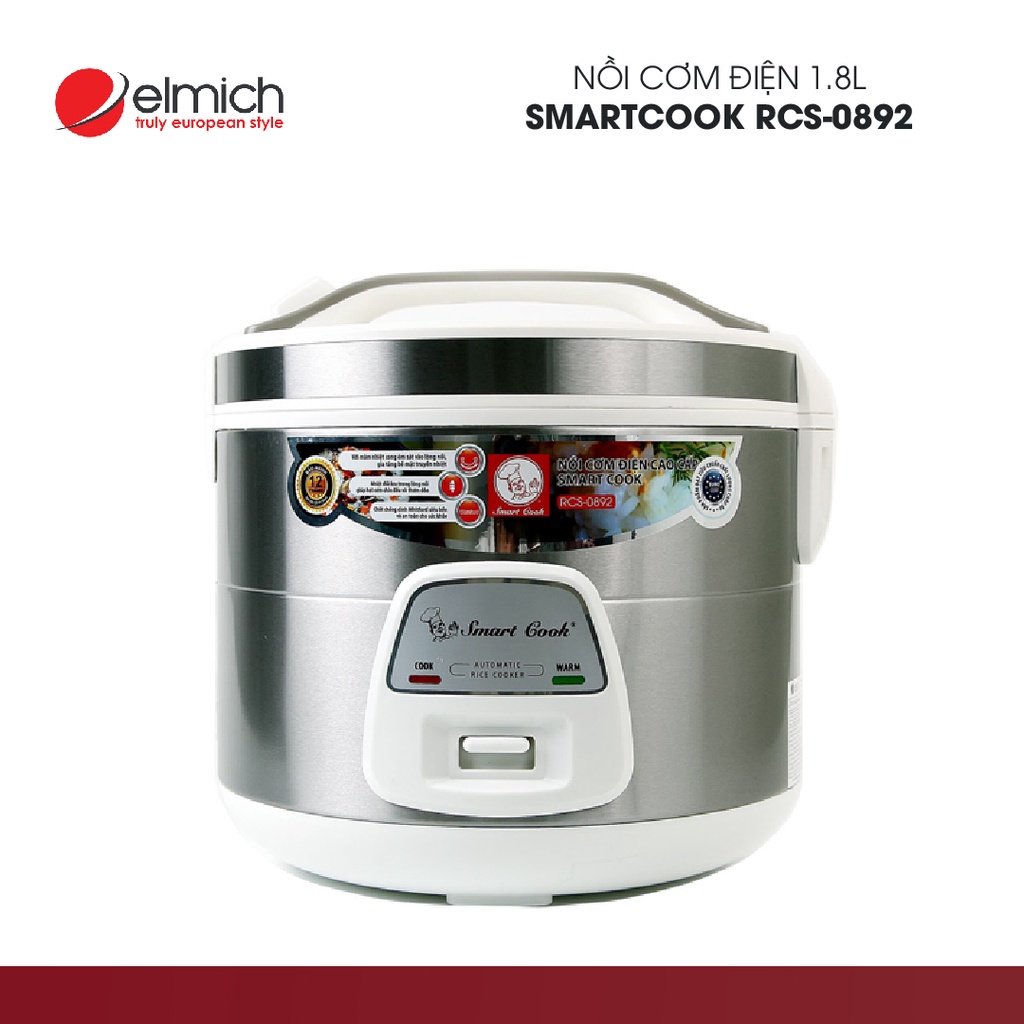 [Mã ELHADEV giảm 4% đơn 300K] Nồi cơm điện Smartcook RCS-0892 (1,8 Lít) | Hàng Chính Hãng | 4020892