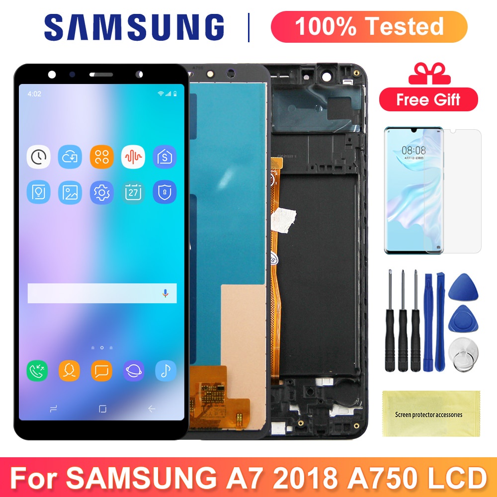 Màn Hình Cảm Ứng Lcd 100% Kiểm Tra A750 A750F A750FN/DS Dành Cho Samsung Galaxy A7 (2018)