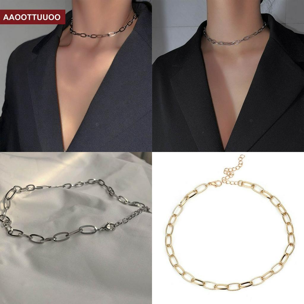Vòng cổ choker dạng xích bằng kim loại thời trang cá tính cho nữ