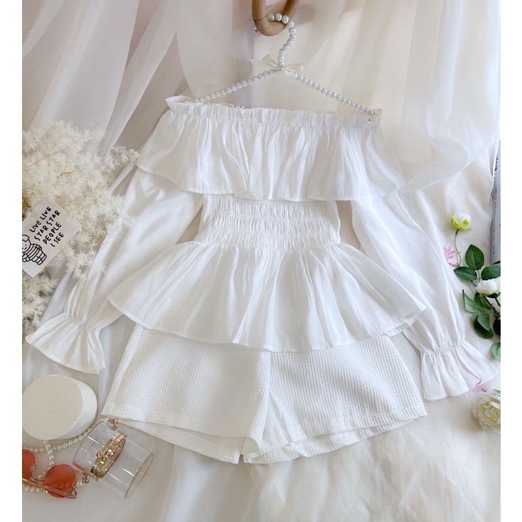 Set áo bẹt vai + short 4 màu