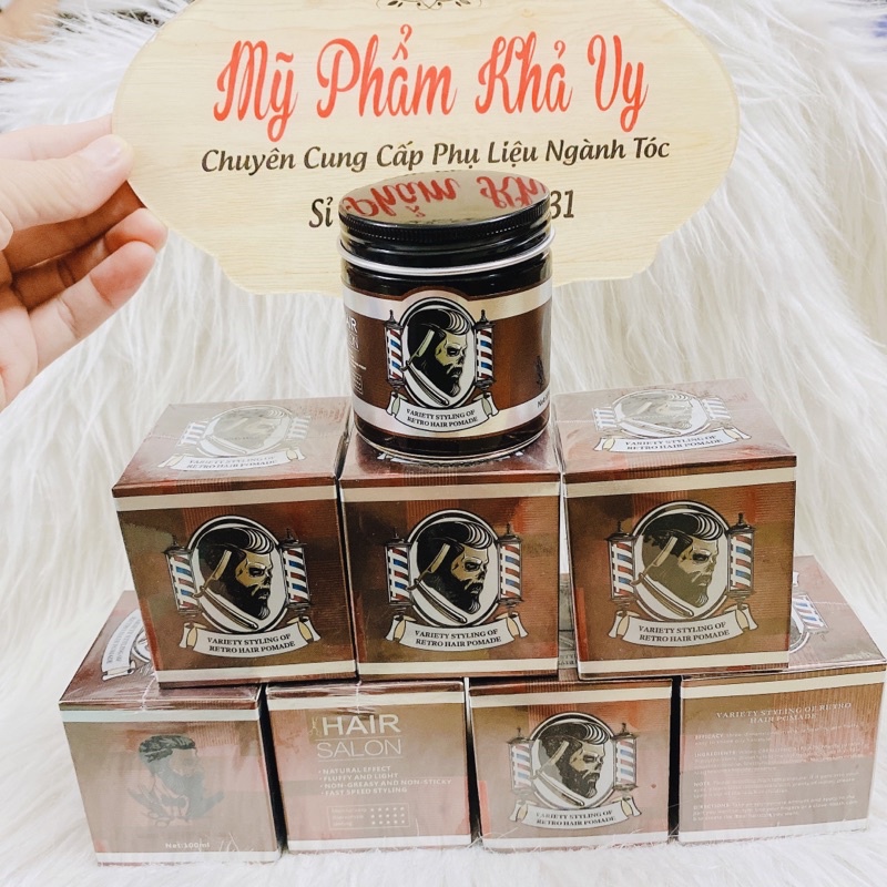 Sáp vuốt tóc VARIETY STYLING OF RETRO HAI PAMADE GỐC NƯỚC ( LỌ THUỶ TINH), WAX POMADE TẠO KIỂU CAO CẤP