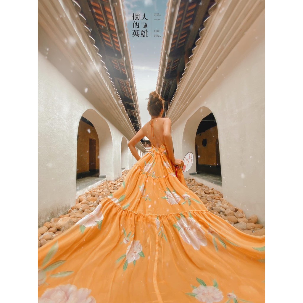 [FREESHIP] Đầm maxi hoa màu cổ yếm đi biển | BigBuy360 - bigbuy360.vn