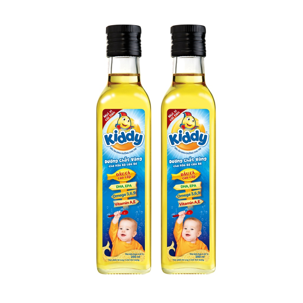 Combo 2 chai Dầu ăn Kiddy dinh dưỡng Cá hồi cho bé 250ml/ chai