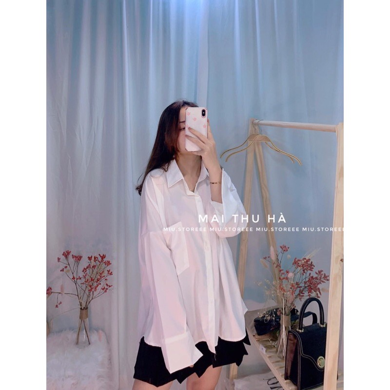 ÁO SƠ MI TRẮNG ĐUÔI TÔM OVERSIZE