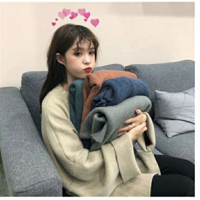 (Order) Áo len xẻ tà dáng rộng ulzzang - Có ảnh thật