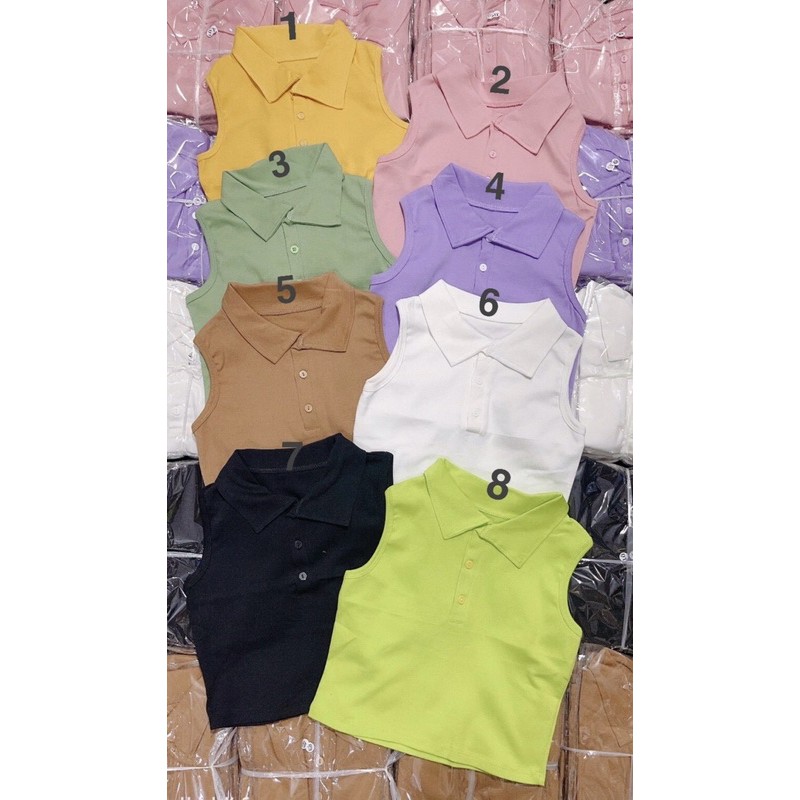 Áo croptop polo ba lỗ