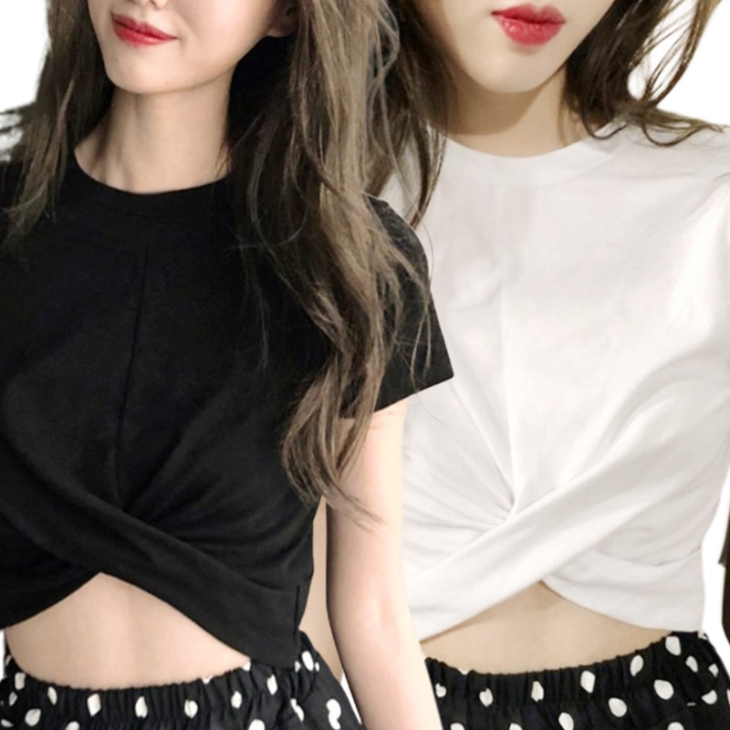 Áo Thun Croptop Cổ Tròn Tay Ngắn Dáng Rộng Phong Cách Thể Thao Thời Trang Cho Nữ