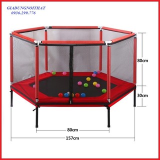 RE0588 Đệm nhún lò xo - Nhà nhún lò xo lục giác có lan can - Nhà nhún tập gym