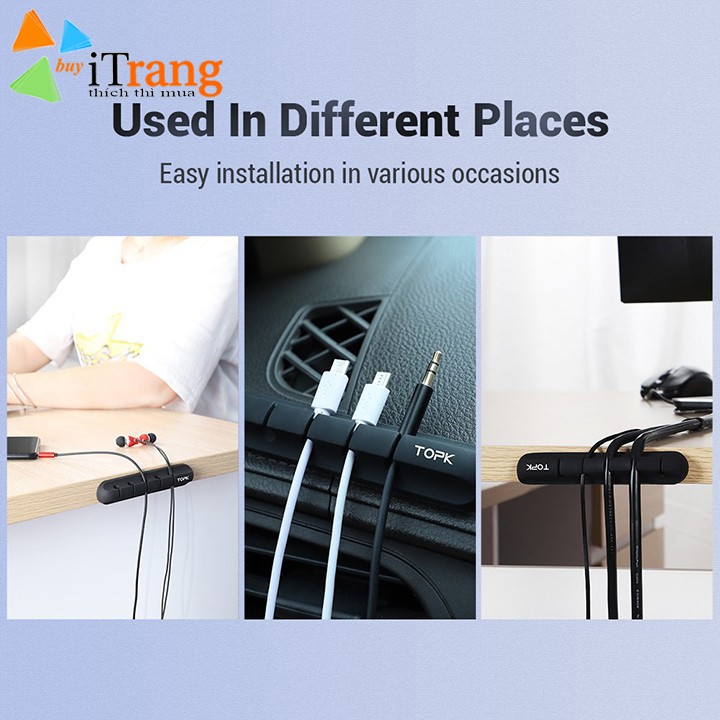 Thanh dán silicon kẹp cố định dây cáp sạc, dây điện, tai nghe, sắp xếp gọn gàng | BigBuy360 - bigbuy360.vn