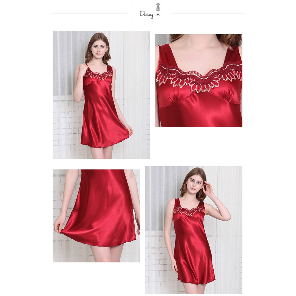 Đầm ngủ màu trơn UNLIMON phong cách trẻ trung lôi cuốn dành cho nữ | BigBuy360 - bigbuy360.vn