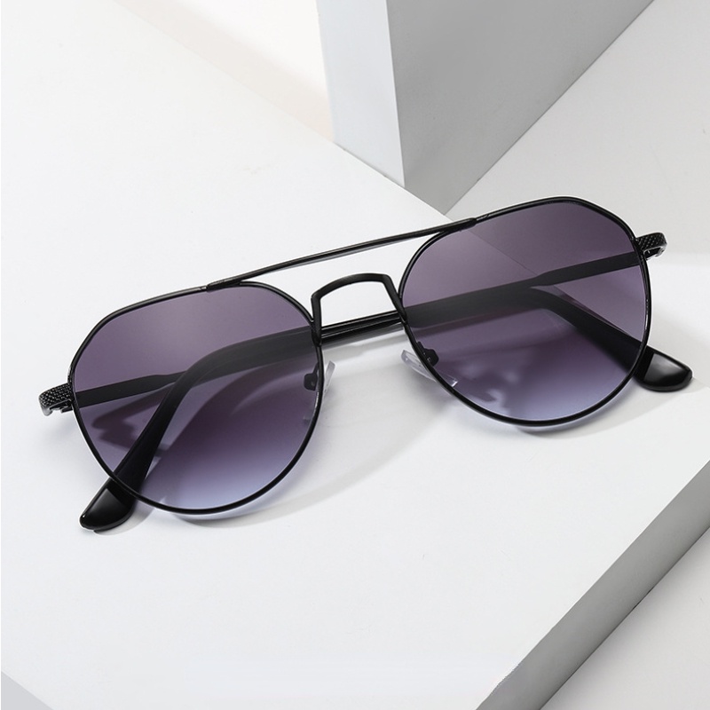 (YUZHU) Kính Mát Gọng Kim Loại Hình Oval Hai Màu Sắc Phong Cách INS Retro Thời Trang Unisex