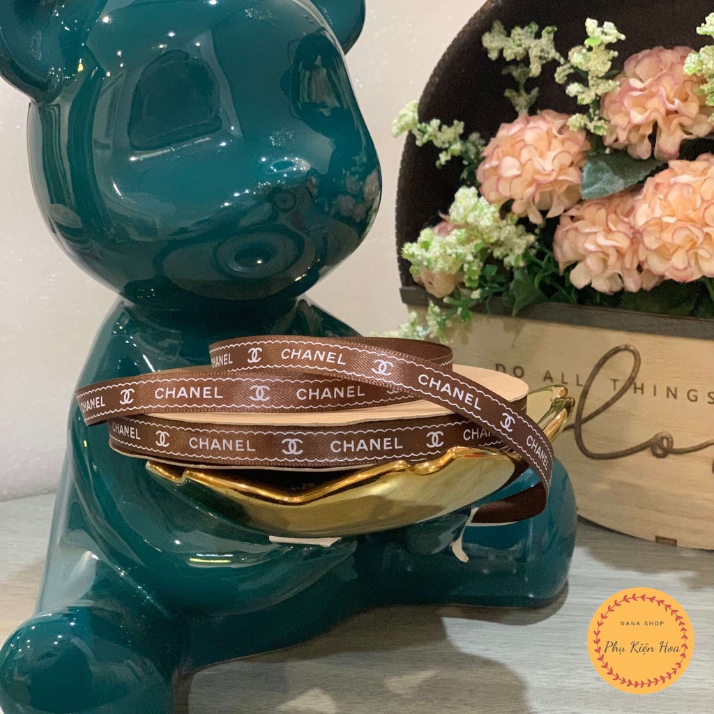[Cuộn 22m/45m] Dây Ruy Băng Lụa In Chữ ❤️CHANEL❤️ Bản 1cm, Đủ 6 Màu, Bản Đẹp, Chất Lượng