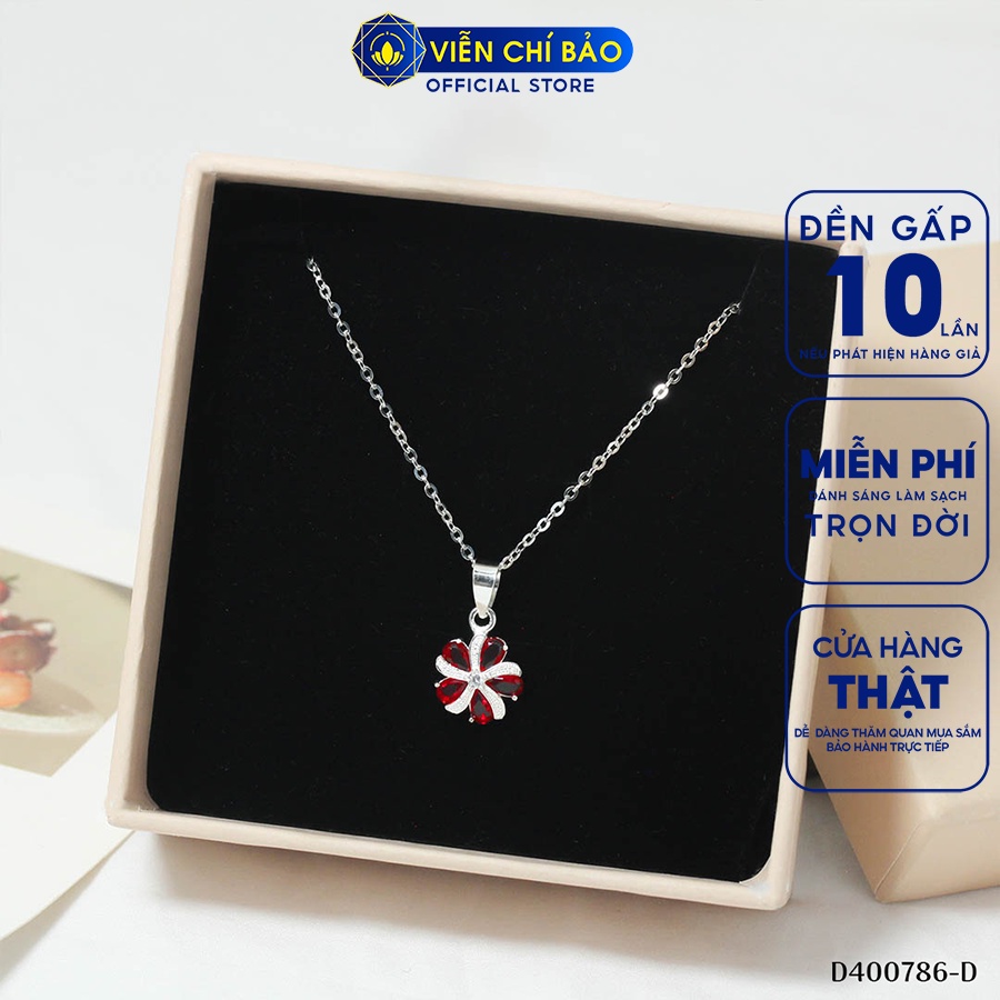 Dây chuyền bạc nữ mặt hoa bách nhật - Đỏ chất liệu bạc 925 thời trang phụ kiện trang sức Viễn Chí Bảo D400786-D