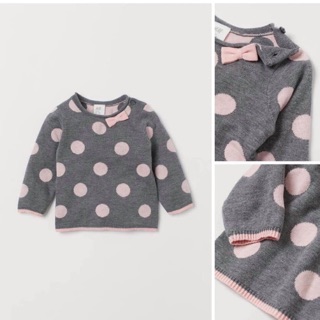 Áo len xám nơ HM H&M_hàng chính hãng Mỹ