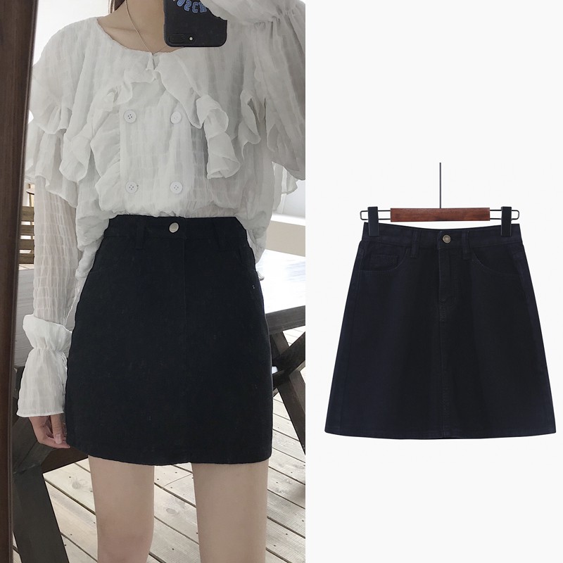 chân váy jean Dáng Chữ A Lưng Cao Kiểu Hàn Quốc Dễ Phối Đồ | BigBuy360 - bigbuy360.vn