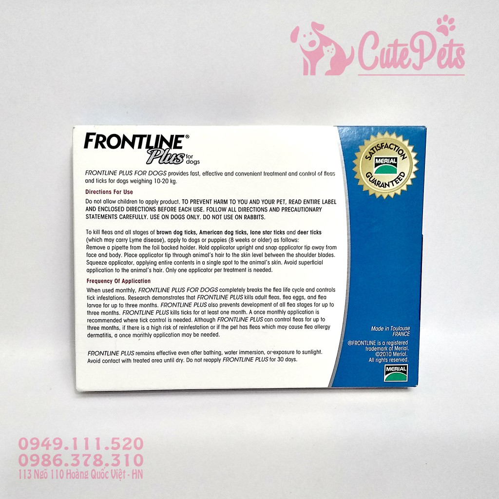 [1 Tuýp] Nhỏ gáy trị ve rận Frontline Plus cho chó mèo - CutePets Phụ kiện thú cưng Pet shop Hà Nội