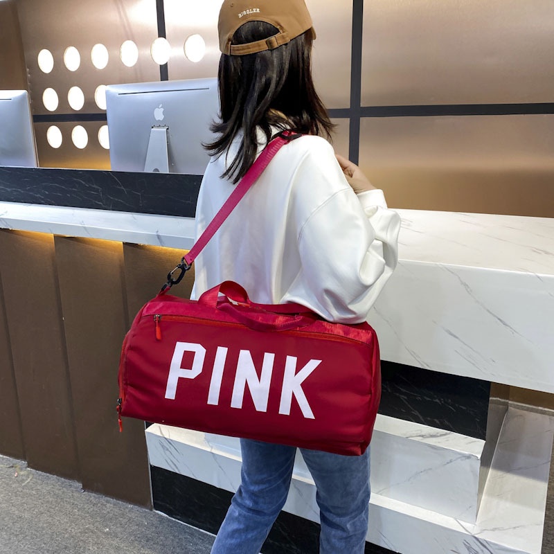 Túi trống du lịch có quai đeo, ngăn để giày riêng, chống nước cao cấp PINK Akii Home TX02
