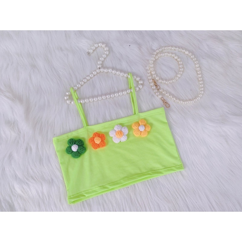 Áo Lẻ Hai Dây Kết Hoa Thêu Nổi Nhiều Màu Cho Bé Từ 7-26kg