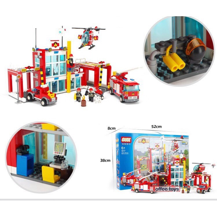 Đồ chơi xếp hình cứu hỏa 874 chi tiết