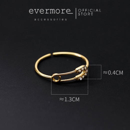 Nhẫn bạc Ý 925 Ghim tây đính đá EVERMORE thanh lịch, minimalism - N026