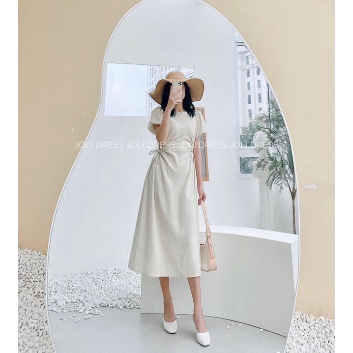 Pass váy linen joli dài khoét eo newtag