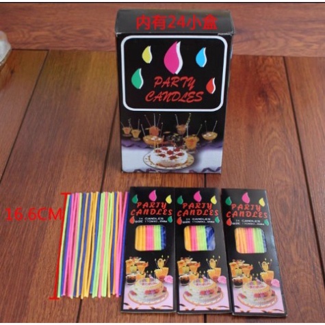 phụ kiện trang trí làm bánh kem [FREESHIP❤️] Hộp 24 vỉ nến tăm sắc màu NEW
