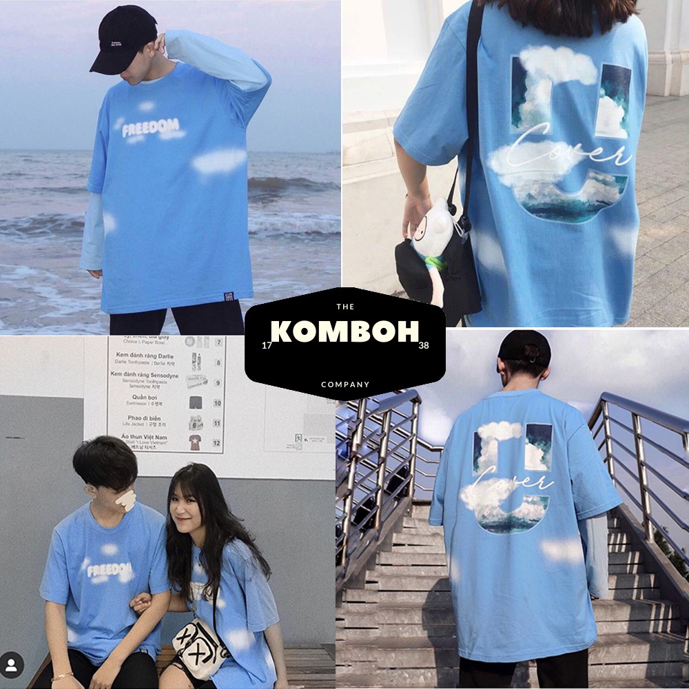 Áo Thun Tay Lỡ KOMBOH Dáng Rộng unisex ulzzang, Áo Phông Nam Nữ ĐÁM MÂY - A48