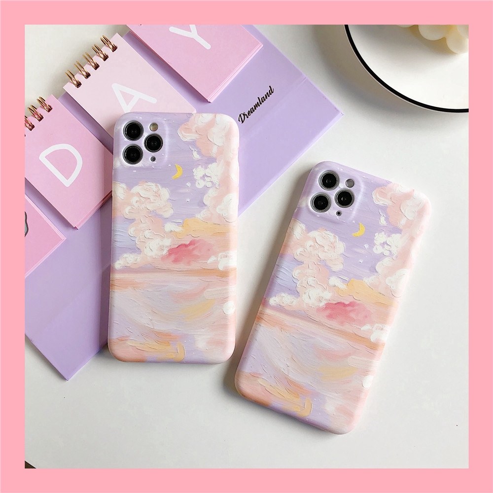 Ốp điện thoại TPU silicon mềm vẽ bầu trời kỳ ảo bằng sơn dầu dành cho iPhone 11 Pro Max X XS Max XR 7 8 Plus SE2