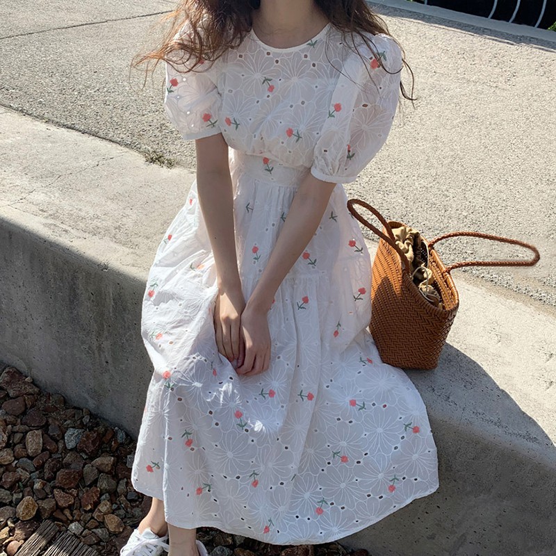 Đầm  hoa dây thắt nơ lưng Korea