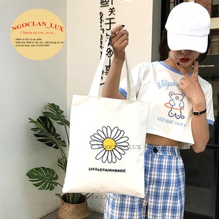 Túi tote vải bố canvas hoa cúc hot lt017