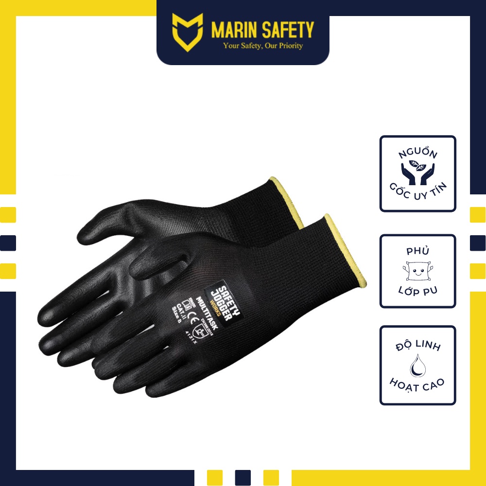 Găng tay bảo hộ lao động Safety Jogger Multitask, bao tay lao động chống dầu, chống trơn trượt, độ linh hoạt cao