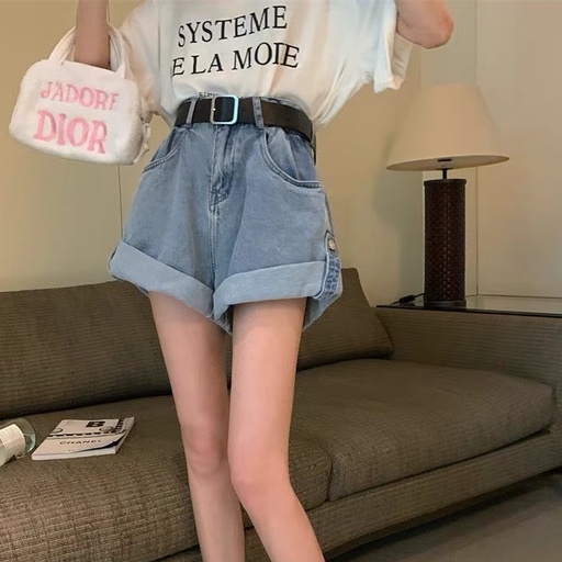 Quần short kaki nữ cạp cao ống rộng, quần short nữ phong cách ulzzang _c40