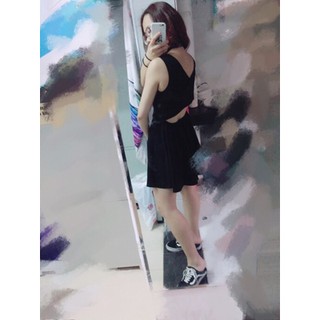 [NGODT1120 - giảm thêm 15k]  Váy xòe hở lưng màu đen