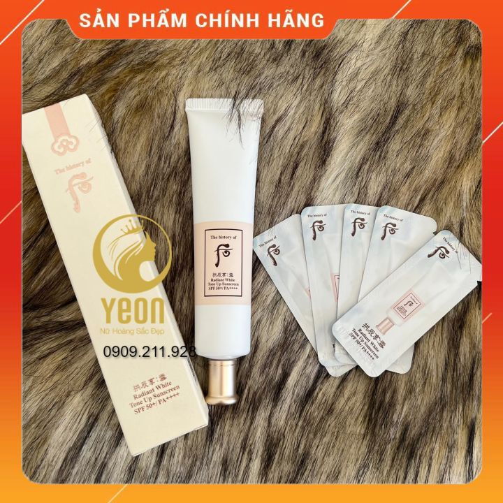 Gói kem chống nắng dưỡng trắng whoo Radiant White Tone Up Sunscreen 1ml_𝐘𝐄𝐎𝐍 𝐋𝐔𝐗𝐔𝐑𝐘 𝐂𝐎𝐒𝐌𝐄𝐓𝐈𝐂𝐒